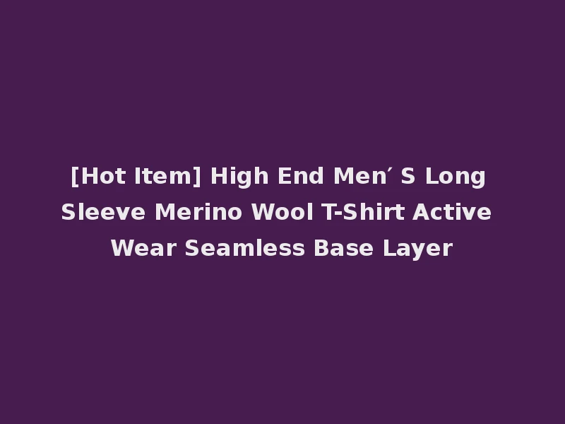 [Hot Item] High End Men′ S Long Sleeve Merino Wool T-Shirt Active Wear Seamless Base Layer