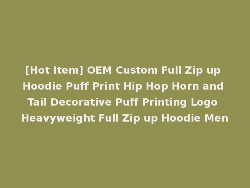 [Hot Item] OEM Custom Full Zip up Hoodie Puff Print Hip Hop Horn and Tail Decorative Puff Printing Logo Heavyweight Full Zip up Hoodie Men