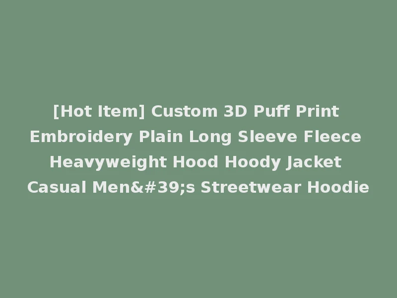 [Hot Item] Custom 3D Puff Print Embroidery Plain Long Sleeve Fleece Heavyweight Hood Hoody Jacket Casual Men's Streetwear Hoodie
