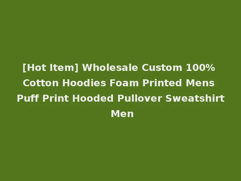 [Hot Item] Wholesale Custom 100% Cotton Hoodies Foam Printed Mens Puff Print Hooded Pullover Sweatshirt Men