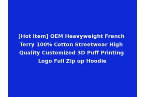 [Hot Item] OEM Heavyweight French Terry 100% Cotton Streetwear High Quality Customized 3D Puff Printing Logo Full Zip up Hoodie