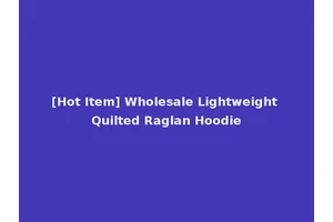 [Hot Item] Wholesale Lightweight Quilted Raglan Hoodie