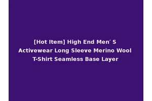 [Hot Item] High End Men′ S Activewear Long Sleeve Merino Wool T-Shirt Seamless Base Layer