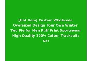 [Hot Item] Custom Wholesale Oversized Design Your Own Winter Two Pie for Men Puff Print Sportswear High Quality 100% Cotton Tracksuits Set