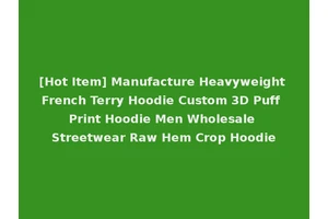 [Hot Item] Manufacture Heavyweight French Terry Hoodie Custom 3D Puff Print Hoodie Men Wholesale Streetwear Raw Hem Crop Hoodie