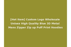 [Hot Item] Custom Logo Wholesale Unisex High Quality Blue 3D Metal Mens Zipper Zip up Puff Print Hoodies