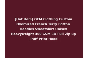 [Hot Item] OEM Clothing Custom Oversized French Terry Cotton Hoodies Sweatshirt Unisex Heavyweight 400 GSM 3D Full Zip up Puff Print Hood