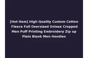 [Hot Item] High Quality Custom Cotton Fleece Full Oversized Unisex Cropped Men Puff Printing Embroidery Zip up Plain Blank Men Hoodies