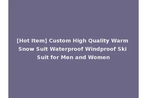 [Hot Item] Custom High Quality Warm Snow Suit Waterproof Windproof Ski Suit for Men and Women