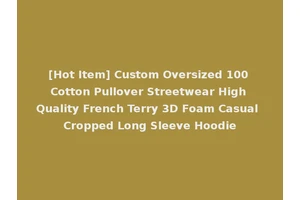 [Hot Item] Custom Oversized 100 Cotton Pullover Streetwear High Quality French Terry 3D Foam Casual Cropped Long Sleeve Hoodie