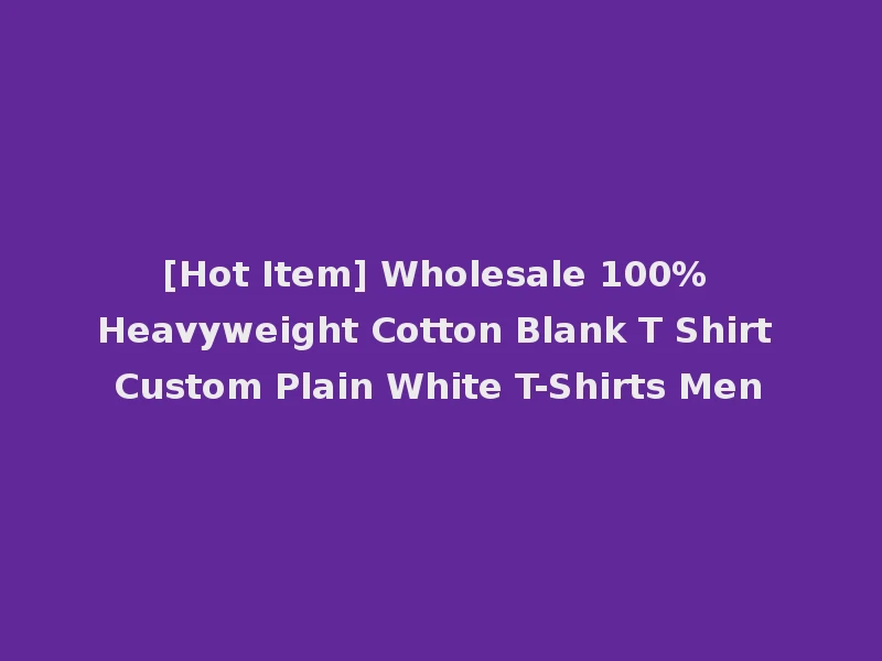 [Hot Item] Wholesale 100% Heavyweight Cotton Blank T Shirt Custom Plain White T-Shirts Men