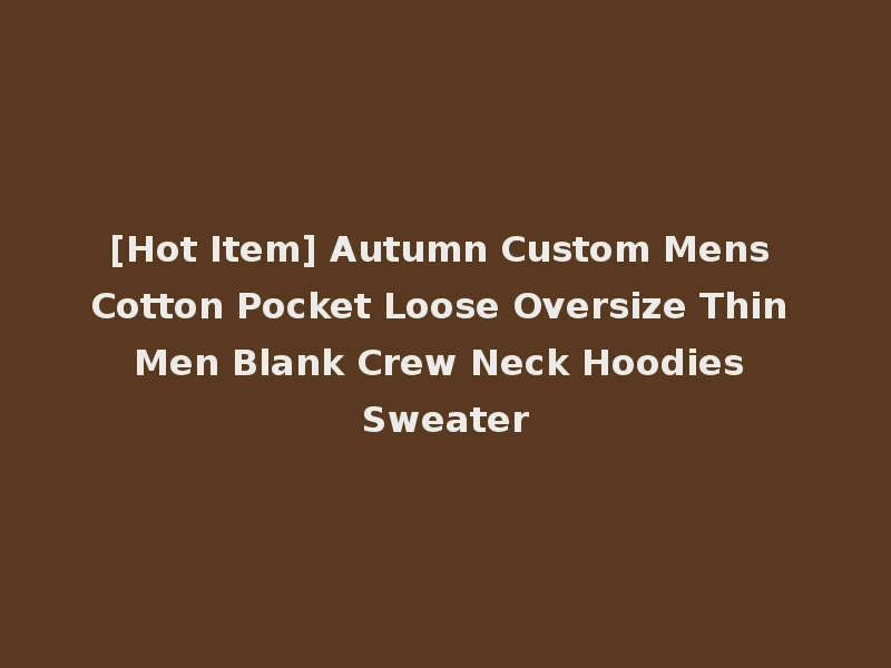[Hot Item] Autumn Custom Mens Cotton Pocket Loose Oversize Thin Men Blank Crew Neck Hoodies Sweater