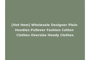 [Hot Item] Wholesale Designer Plain Hoodies Pullover Fashion Cotton Clothes Oversize Hoody Clothes