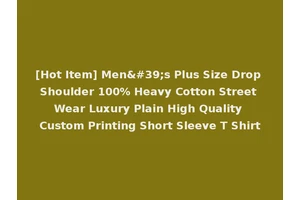 [Hot Item] Men's Plus Size Drop Shoulder 100% Heavy Cotton Street Wear Luxury Plain High Quality Custom Printing Short Sleeve T Shirt