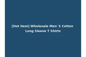[Hot Item] Wholesale Men′ S Cotton Long Sleeve T Shirts