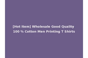 [Hot Item] Wholesale Good Quality 100 % Cotton Men Printing T Shirts