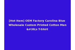 [Hot Item] OEM Factory Carolina Blue Wholesale Custom Printed Cotton Men's T-Shirt