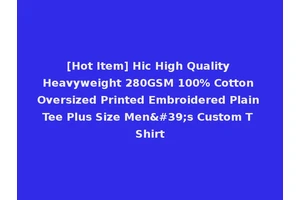 [Hot Item] Hic High Quality Heavyweight 280GSM 100% Cotton Oversized Printed Embroidered Plain Tee Plus Size Men's Custom T Shirt