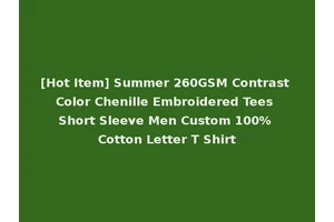 [Hot Item] Summer 260GSM Contrast Color Chenille Embroidered Tees Short Sleeve Men Custom 100% Cotton Letter T Shirt