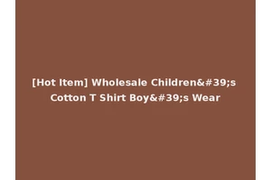 [Hot Item] Wholesale Children's Cotton T Shirt Boy's Wear