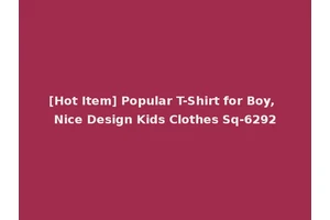 [Hot Item] Popular T-Shirt for Boy, Nice Design Kids Clothes Sq-6292