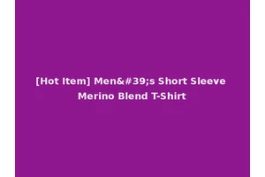 [Hot Item] Men's Short Sleeve Merino Blend T-Shirt
