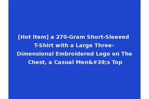 [Hot Item] a 270-Gram Short-Sleeved T-Shirt with a Large Three-Dimensional Embroidered Logo on The Chest, a Casual Men's Top