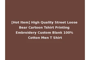 [Hot Item] High Quality Street Loose Bear Cartoon Tshirt Printing Embroidery Custom Blank 100% Cotton Men T Shirt