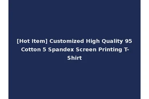 [Hot Item] Customized High Quality 95 Cotton 5 Spandex Screen Printing T-Shirt