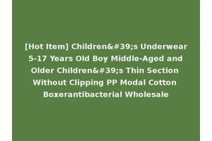 [Hot Item] Children's Underwear 5-17 Years Old Boy Middle-Aged and Older Children's Thin Section Without Clipping PP Modal Cotton Boxerantibacterial Wholesale