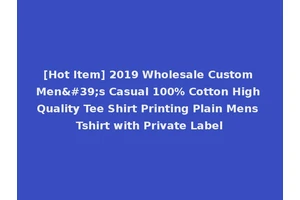 [Hot Item] 2019 Wholesale Custom Men's Casual 100% Cotton High Quality Tee Shirt Printing Plain Mens Tshirt with Private Label