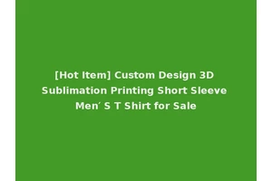 [Hot Item] Custom Design 3D Sublimation Printing Short Sleeve Men′ S T Shirt for Sale
