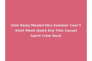 [Hot Item] Men's Summer Cool T-Shirt Mesh Quick Dry Thin Casual Sport Crew Neck