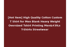 [Hot Item] High Quality Cotton Custom T Shirt for Men Blank Heavy Weight Oversized Tshirt Printing Men's T-Shirts Streetwear