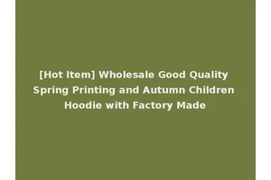 [Hot Item] Wholesale Good Quality Spring Printing and Autumn Children Hoodie with Factory Made