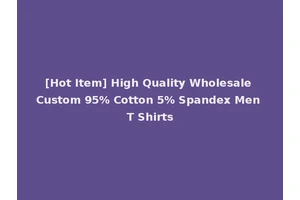 [Hot Item] High Quality Wholesale Custom 95% Cotton 5% Spandex Men T Shirts