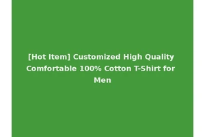 [Hot Item] Customized High Quality Comfortable 100% Cotton T-Shirt for Men