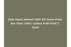 [Hot Item] Hotsell OEM 3D Foam Print Tee Shirt 100% Cotton Puff Print T Shirt