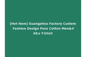 [Hot Item] Guangzhou Factory Custom Fashion Design Pure Cotton Men's T-Shirt