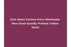 [Hot Item] Factory Price Wholesale Men Good Quality Printed Cotton Tshirt
