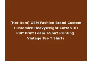 [Hot Item] OEM Fashion Brand Custom Customize Heavyweight Cotton 3D Puff Print Foam T-Shirt Printing Vintage Tee T Shirts