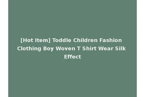 [Hot Item] Toddle Children Fashion Clothing Boy Woven T Shirt Wear Silk Effect