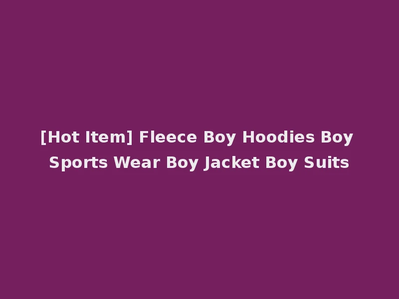 [Hot Item] Fleece Boy Hoodies Boy Sports Wear Boy Jacket Boy Suits