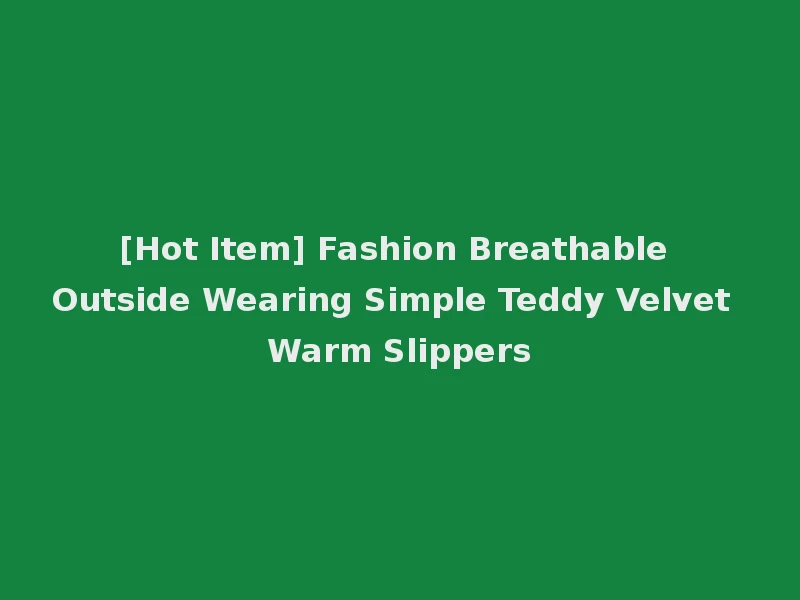 [Hot Item] Fashion Breathable Outside Wearing Simple Teddy Velvet Warm Slippers
