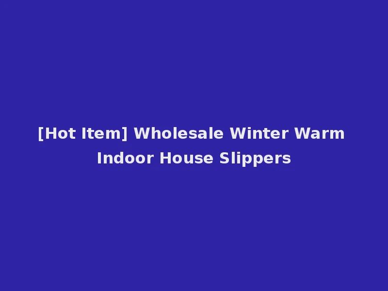[Hot Item] Wholesale Winter Warm Indoor House Slippers