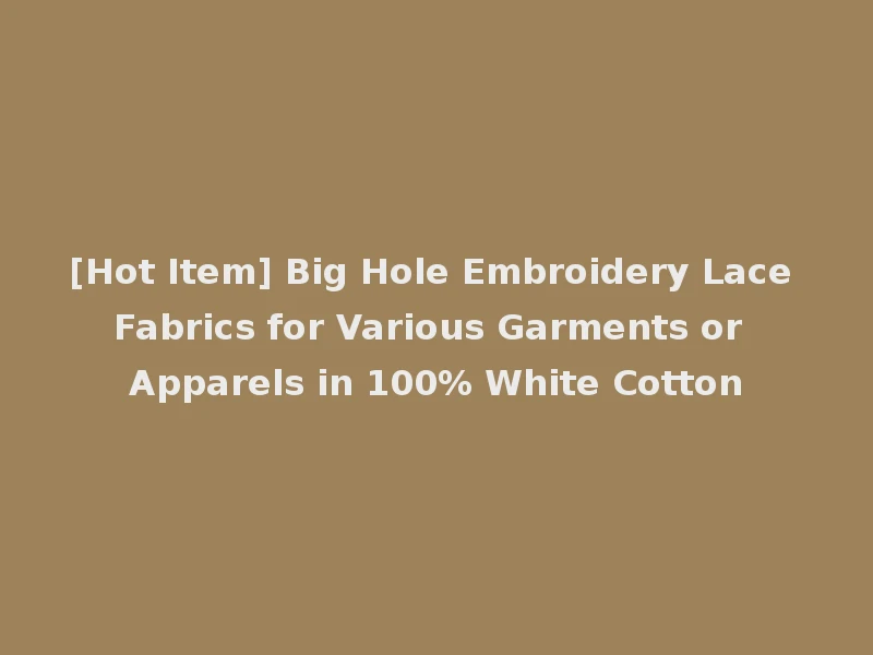 [Hot Item] Big Hole Embroidery Lace Fabrics for Various Garments or Apparels in 100% White Cotton