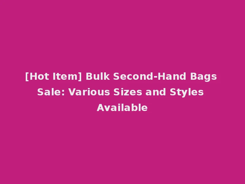 [Hot Item] Bulk Second-Hand Bags Sale: Various Sizes and Styles Available