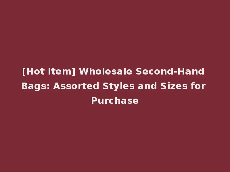 [Hot Item] Wholesale Second-Hand Bags: Assorted Styles and Sizes for Purchase