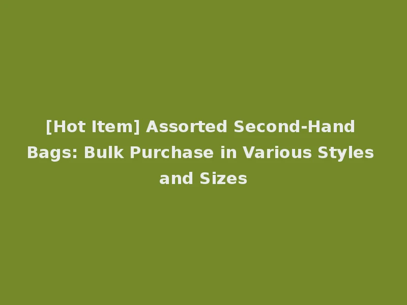 [Hot Item] Assorted Second-Hand Bags: Bulk Purchase in Various Styles and Sizes