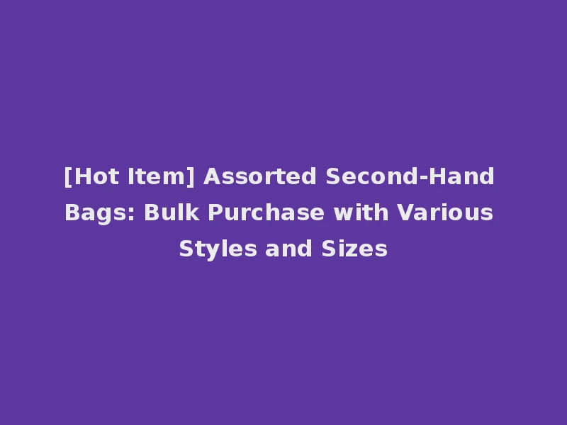 [Hot Item] Assorted Second-Hand Bags: Bulk Purchase with Various Styles and Sizes